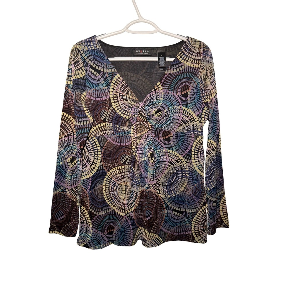 AXCESS Liz‎ Claiborne Babydoll Women Medium Abstract Print Y2K Fairy Vintage
